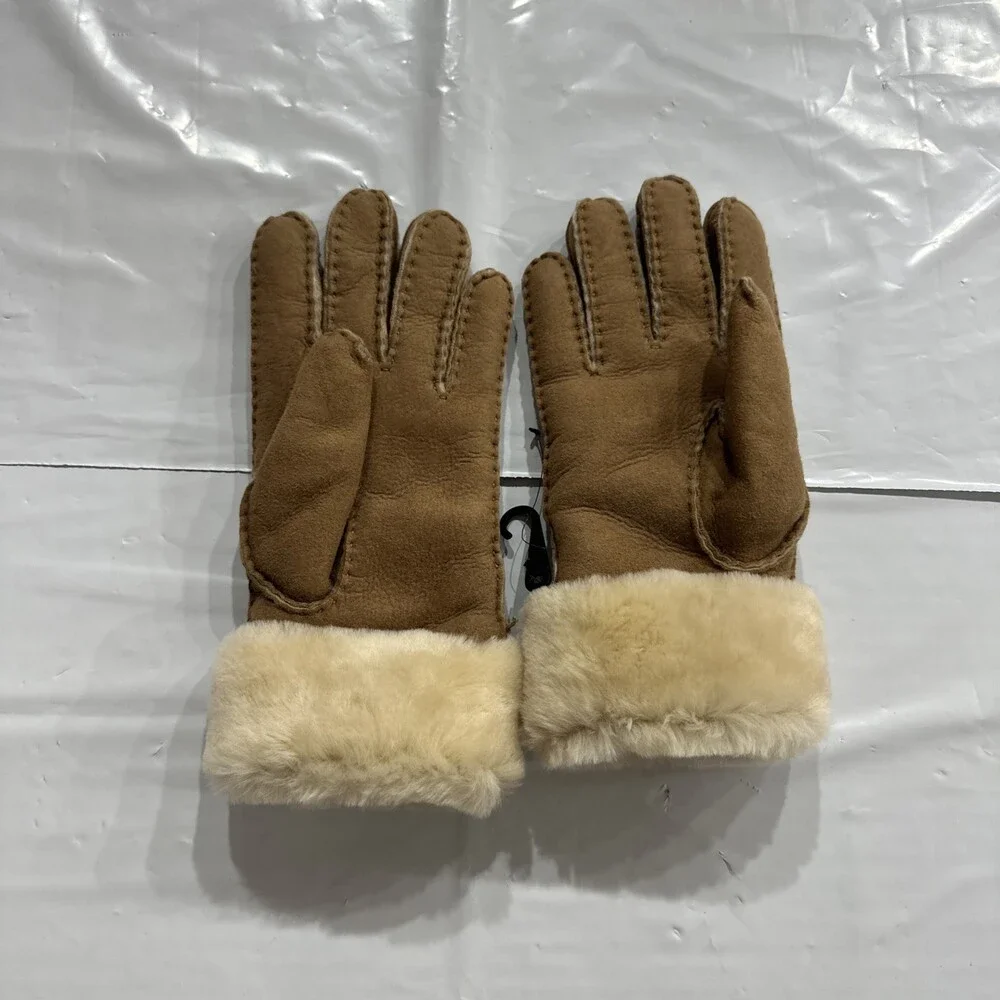 Ugg Gloves Women's Medium Chestnut Leather Sheepskin Seamed Touchscreen CEB757